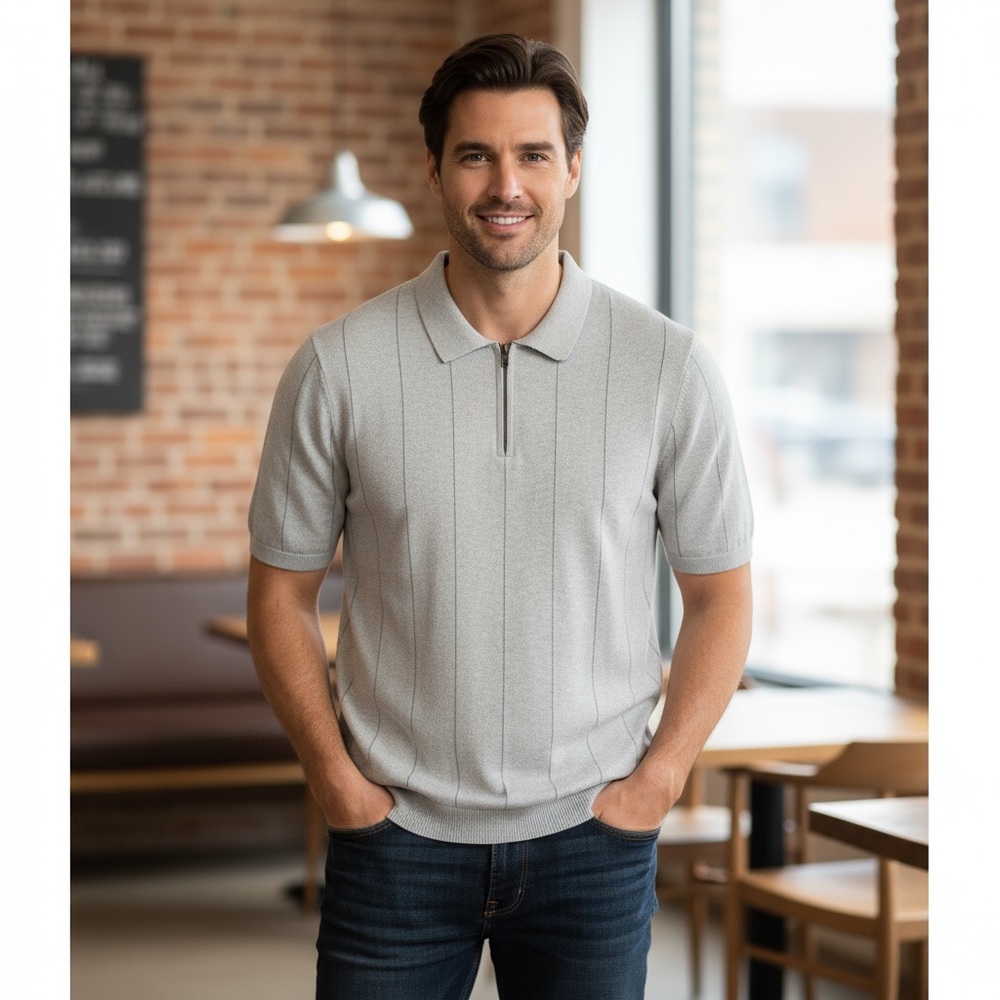 Express men’s short sleeve gray 1/4 zip collared sweater sz large